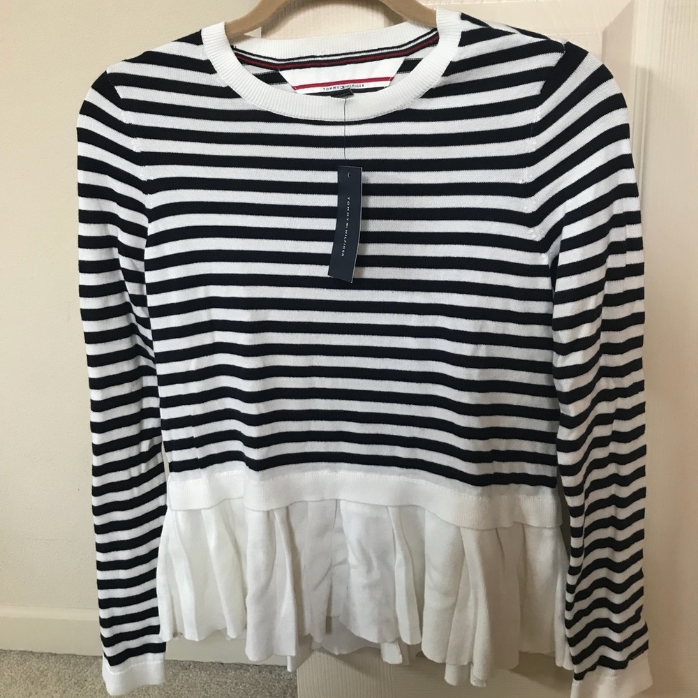 Brand new Tommy Hilfiger striped peplum sweater
